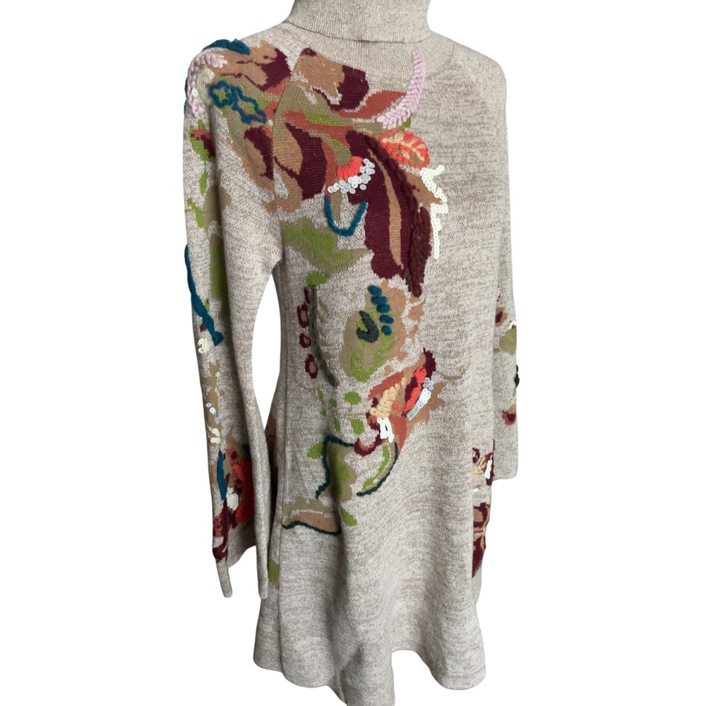 Anthropologie Knitted & Knotted Embroidered Petals Swing Dress Size‎ Small - Picture 5 of 15
